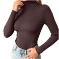 thumbnail image 7 of ZUBKTES Sweaters for Women Solid Stretchable Turtleneck Sweater Fall Winter Base Ribbed Long Sleeve Slim Fit Lightweight Pullover, 7 of 7