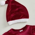 thumbnail image 5 of ZINTAOZT Baby Girls Velvet Romper Dress Terry Trim Long Sleeve Santa Skirt Jumpsuit Christmas Hat Xmas Adorable Outfits, 5 of 8