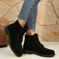 thumbnail image 5 of Women's Suede Ankle Boots Lace Up Flat Fashion Combat Booties Low Heel Non Slip Dressy Walking Shoes, 5 of 8