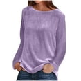 thumbnail image 2 of AXXD Purple Basic Summer Shirts for Women 2024 Trendy Pullove Solid Long Sleeve Casual Shirt Blouse Tops, 2 of 6