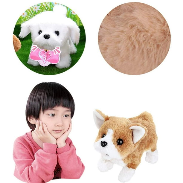 Yiailnter Realistic Robotic Dog Plush Toy Cute Electronic Walking Pet Dog Puppy Cuddly Plushies Animal Dog Stuffed Toy Mimicry Interactive Education
