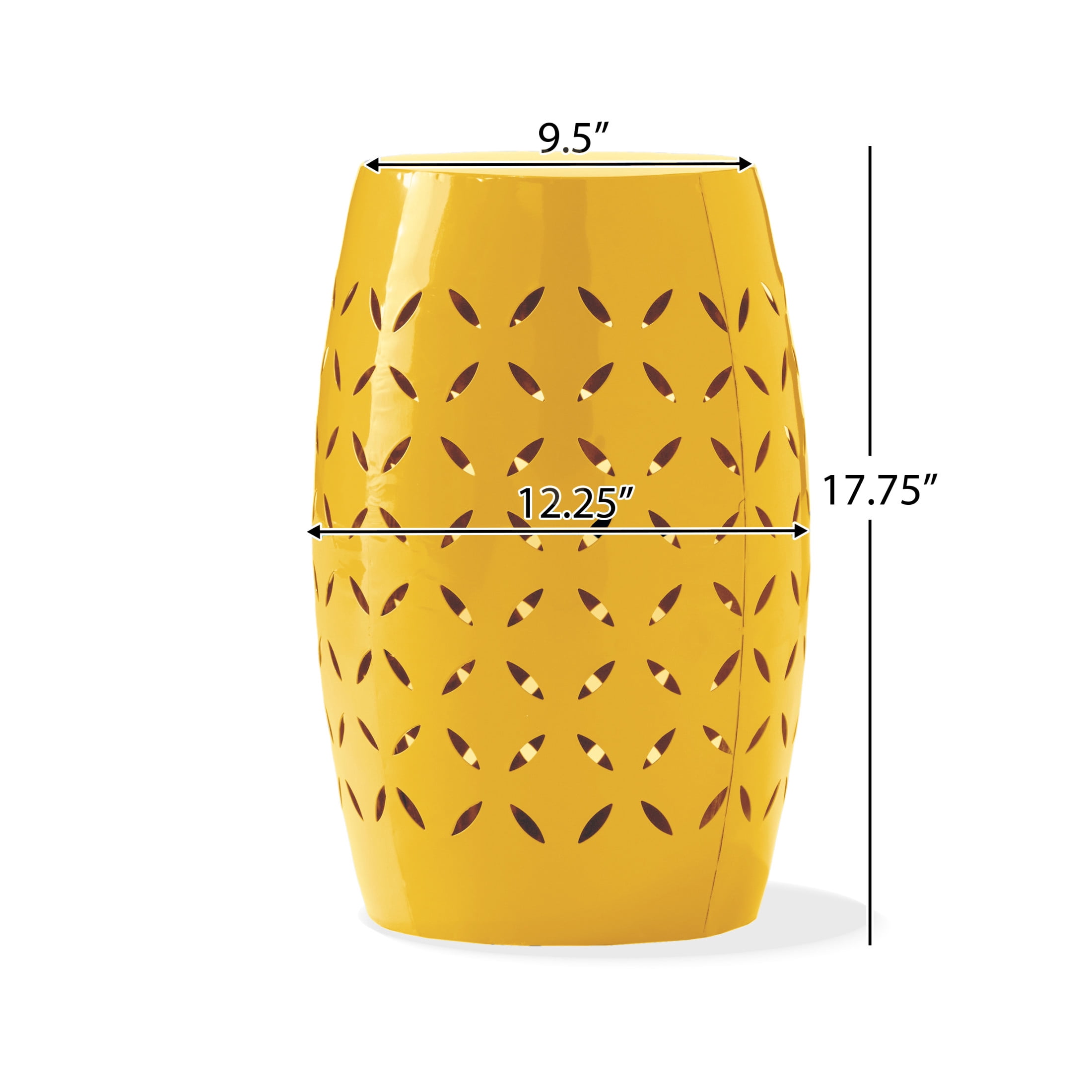 Christopher Knight Home 12" Outdoor Iron Side Table, All-Metal Barrel Accent Patio End Table, Yellow