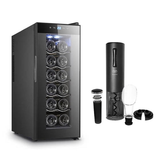 Combo Cava AVERA Enfriadora de 12 botellas de vinos y Sacacorchos eléctrico EV12DC01