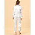 thumbnail image 4 of Conjuntos de pijama para mujer Ropa de dormir de manga larga con botones Traje de noche suave para mujer Conjuntos de salón Pj blanco XS, 4 of 5