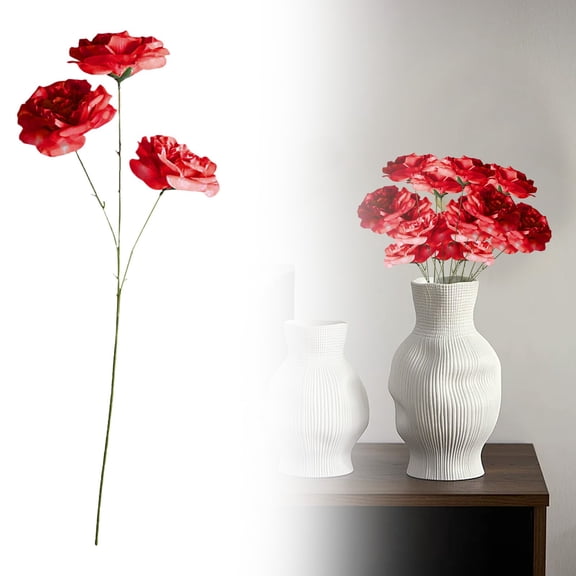 PLJFXXM 1PCS Burgundy Roses Artificial Flowers 4.33" Plastic Flowers with Long Stem Fake Roses for Valentine's Day, Wedding Bridal Bouquets, Floral Arrangement, Table Centerpieces, Home Decorations