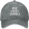 thumbnail image 2 of Here Comes Trouble Hat Vintage Dad Hats Baseball Cap, 2 of 8