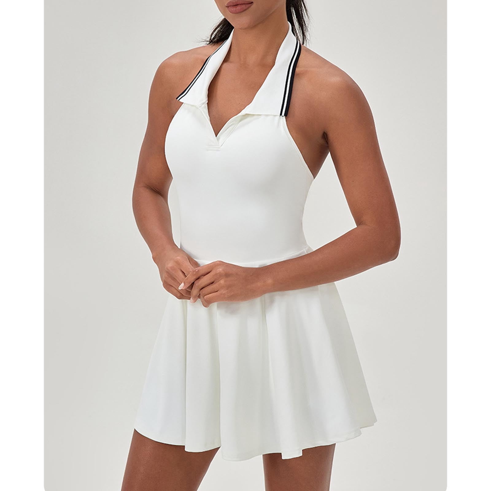Enjoytime Athletic Dresses for Women 2026 Leeveless Turndown Collar Backless Mini Dress Golf Workout Tennis Dress