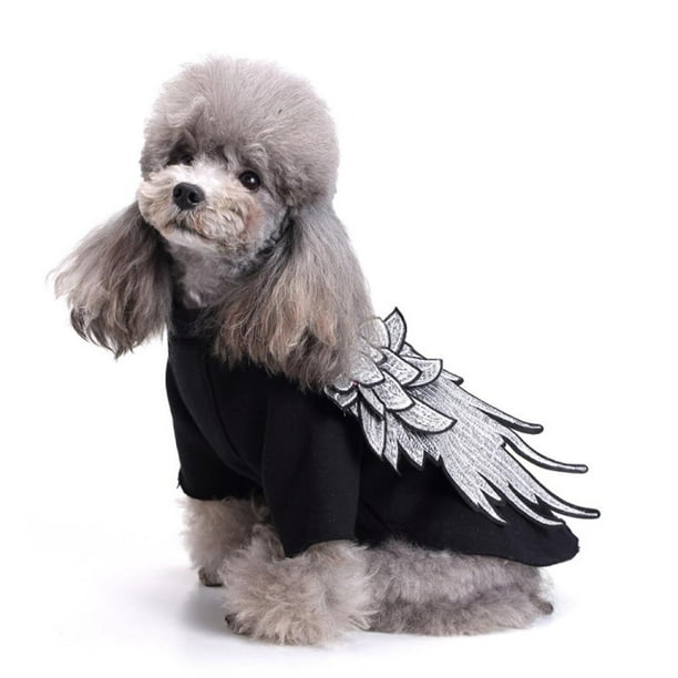 Hollaween Navidad Alas de ángel Invierno Mascotas Disfraces para Perros Gato Ropa de - Negro S