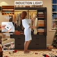 thumbnail image 2 of ChVans 73''H Armoire Wardrobe Closet with Sensor Light and 4 Drawers, Farmhouse Bedroom Armoire Cabinet with Hanging Rod, Wooden Wardrobe Cabinet with folding sliding barn door for Bedroom, 2 of 9
