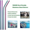 thumbnail image 5 of VEHHE Metal Straws Drinking Straws 10.5" Stainless Steel Straws Reusable 8 Set - Ultra Long Rainbow Color-Cleaning Brush for 20/30 Oz for Yeti, 5 of 8