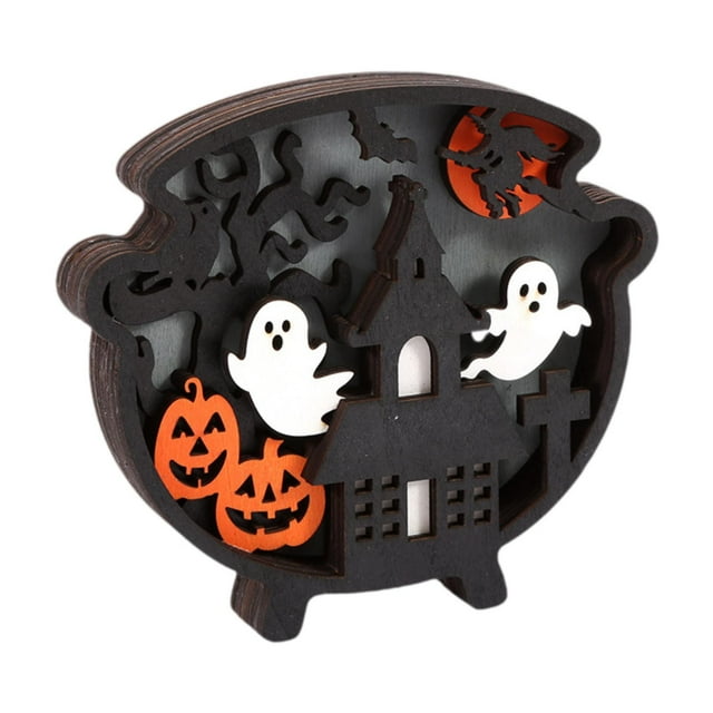 Estatua de decoración de madera de Halloween con adornos de luz Figura de Halloween Decoración de Halloween para interior Tienda Sala de estar Hotel Forma