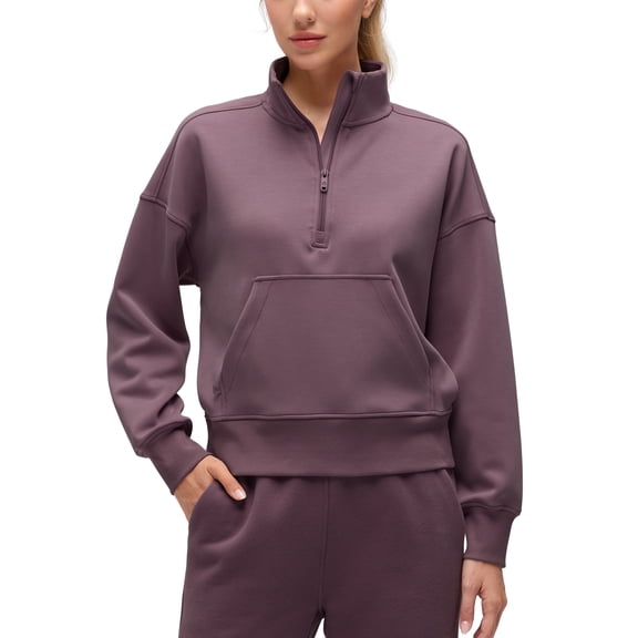 CRZ YOGA SoftAura Half Zip Sweatshirt for Women Long Sleeve Pullover Workout Casual Tops with Pocket