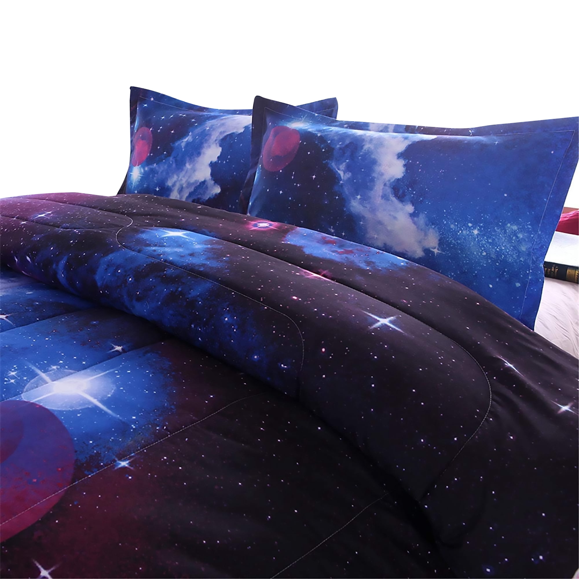 NTBED Galaxy Comforter Set Outer Space Bedding Sets 3D Printed Space Quilt Set Twin Size for Kids Blue