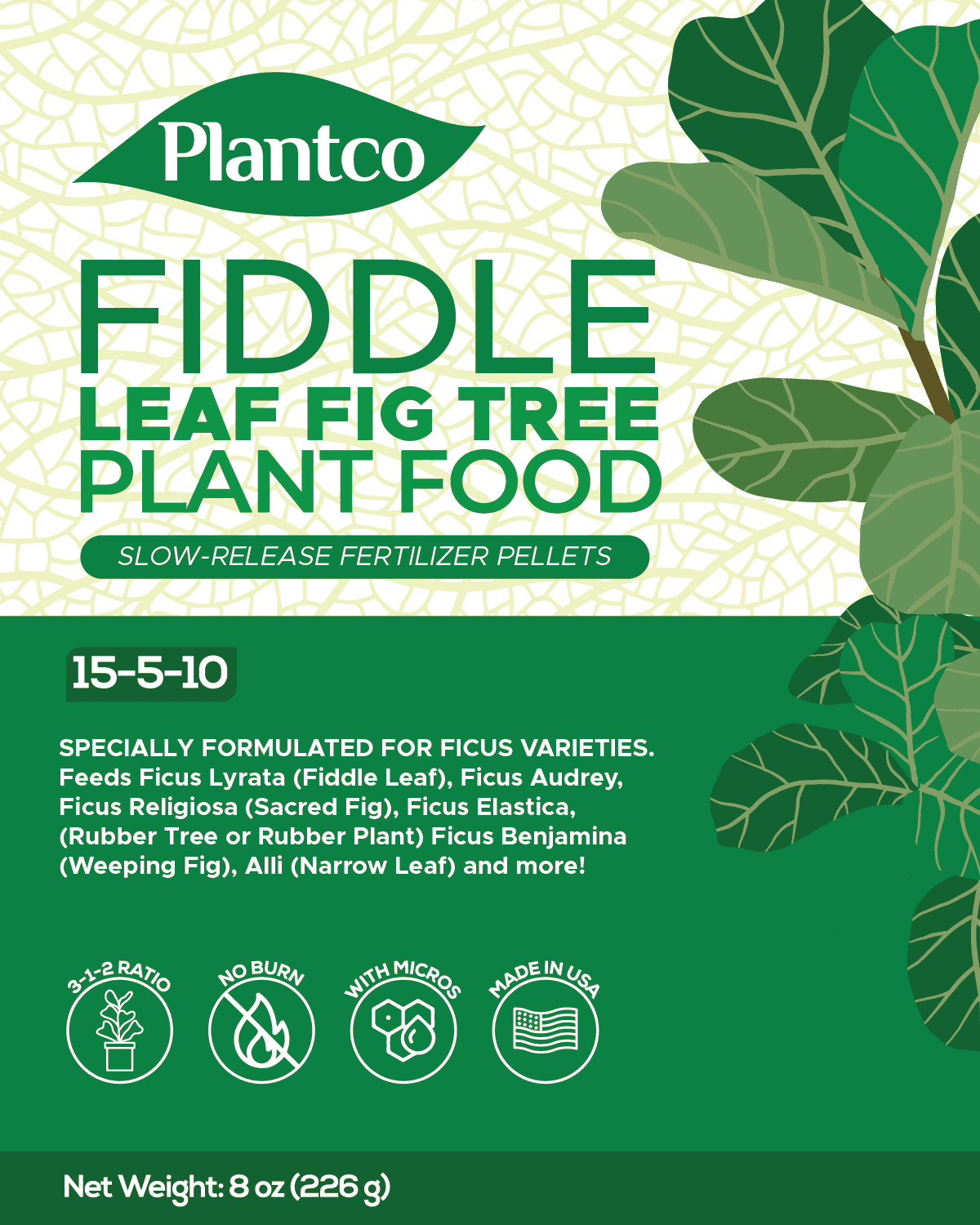 PLANTCO Indoor Fiddle Leaf Fig Food | Slow-Release Fertilizer Granules |  Feeds Fig Plants up to 6 Months (8 oz) - Walmart.com