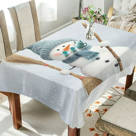 

WOBOGO Smiling Snowman Square Tablecloth 54×54in Polyester Fabric Tablecloth Washable Dust Resistant Wrinkle Resistant