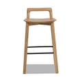 thumbnail image 3 of Modern Minimalist Natural Blonde Ash Wood Counter Stool with Iron Footrest, 3 of 8
