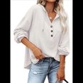 thumbnail image 1 of Sudadera con Capucha y Botones para Mujer, con Cuello en V, Larga y Cordón Ajustable. Camisetas Henley. S, 1 of 8