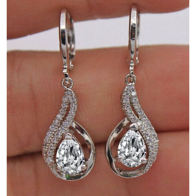 Pendientes gota de agua circonita diamante pendientes hebilla de oreja Mujer Lujo ligero versátil pequeña joyería