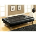 thumbnail image 3 of Bastina Faux Leather Tufted Convertible Futon Sofa, Black, 3 of 5