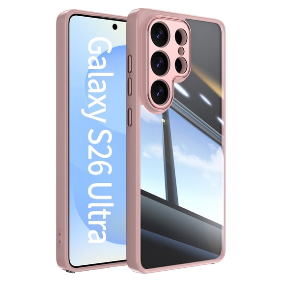 Phone Case for Samsung Galaxy S26 Ultra, Lightweight Clear Back with Lens Protector, TPU PC Material, Anti-Scratch Shockproof Ultra Slim Case Cover for Samsung Galaxy S26 Ultra, Pink