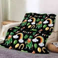 thumbnail image 6 of St Patricks Day Throw Blanket, Clovers And Shamrocks Design Super Soft Flannel Fleece Blanket, Green Gnome Leaf Saints Blanket Decorations For Bed Couch Living, St. Patrick's Day Blanket, 6 of 6