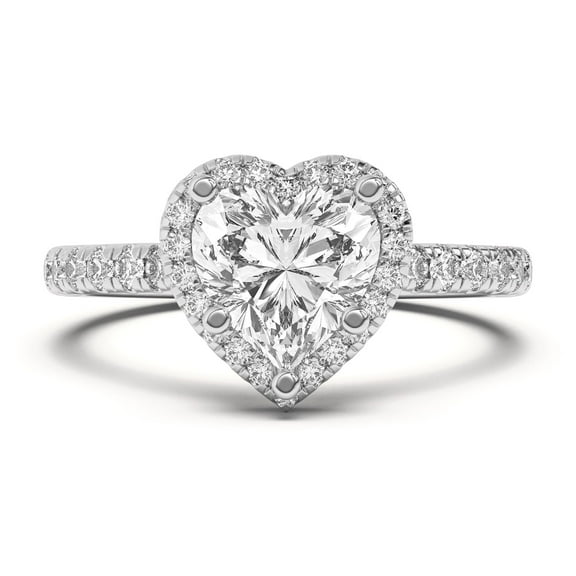 Kiva Jewel 14K White Gold Plated Lab Created Diamond Engagement Ring for Women - Heart Cut 1.66 Ct Diamond Ring - Wedding or Proposal Ring for Her - Unique Diamond Ring Design - Gift for Anniversary