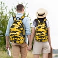 thumbnail image 6 of Casual Canvas Backpack Without Interlayer Large Capacity Stick Bag Design For Outdoor Shopping Office Outdoor Sports Vector Camouflage Pattern Yellow_3 Small, 6 of 7