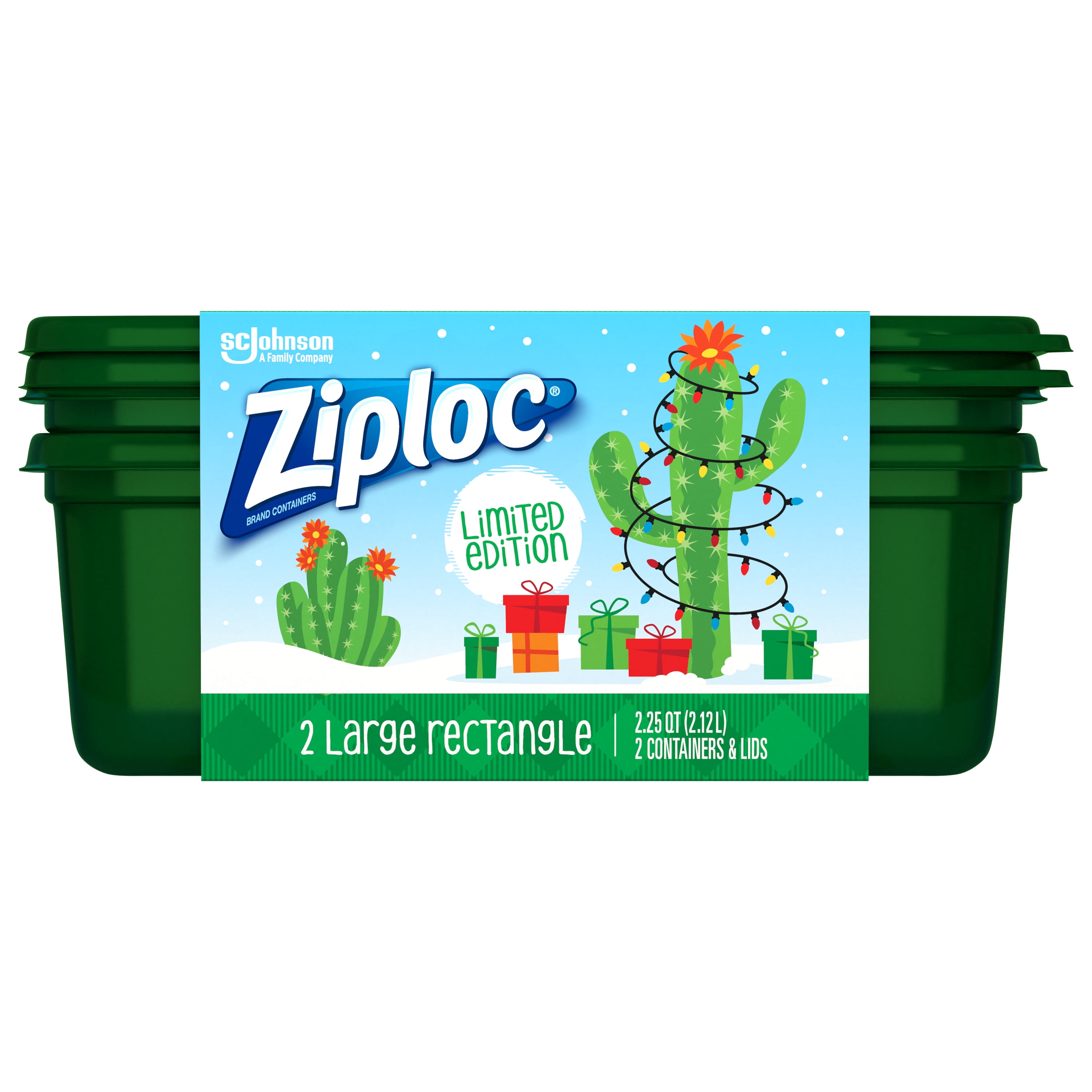 Ziploc Brand Holiday Food Storage Containers, Large Rectangle, 2 Count