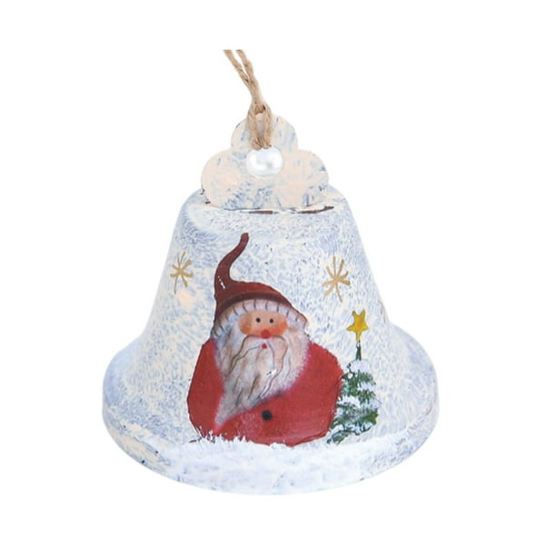 Bewildely Campanas de árbol de Navidad, campana de hierro de cáñamo, exquisitos adornos tradicionales para festivales, diseño de escena, colgante de Kits de decoración para fiestas Blanco Bewildely HA070665-02