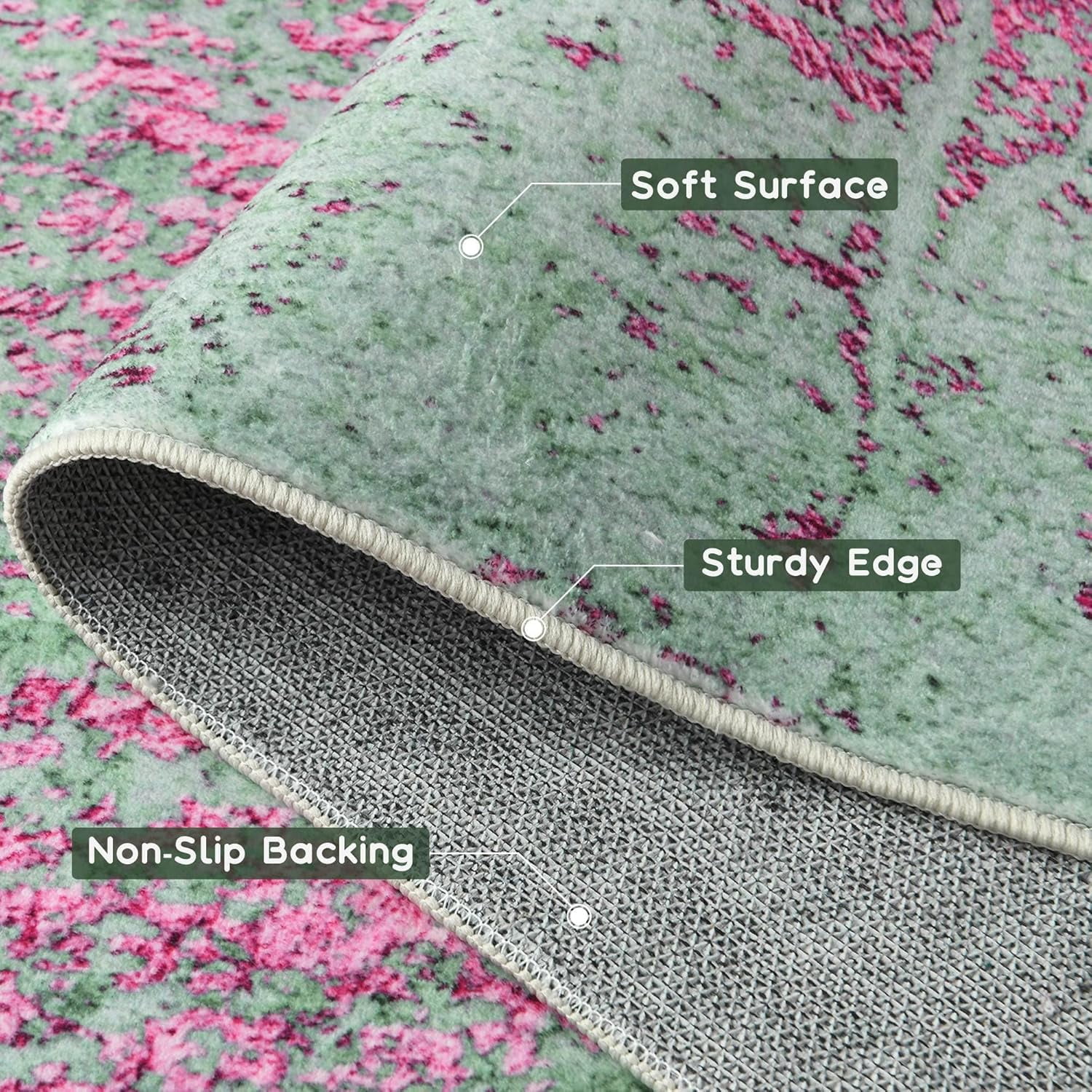 Lochas Abstract Area Rug Soft Modern Rugs for Living Room Bedroom Home Decor Indoor Carpet,4'x6',Pink/Green