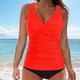 thumbnail image 1 of Traje de baño de bikini liso sin mangas para mujer, traje de baño push-up acolchado, conjuntos de blusa de traje de baño de poliéster para mujer, 1 of 5