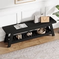 thumbnail image 4 of Finmind 55" Wood Entryway Bench with Shoe Storage, 2-Tier Narrow Hallway Shoe Seating Bench for Entryway, Bedroom, Mudroom, Black, 4 of 10