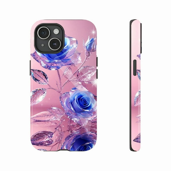 Luxury Blue Crystal Rose iPhone Case for Women - Elegant Design, Durable Protection, Perfect Valentine's Day Gift, Compatible with iPhone 11/12/13/14/15/16 (Pro Max/Plus)