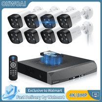 《2-Way Audio & 100ft Night Vision》OHWOAI Wired Outdoor 4K Ultra 8.0MP POE Security Camera System.