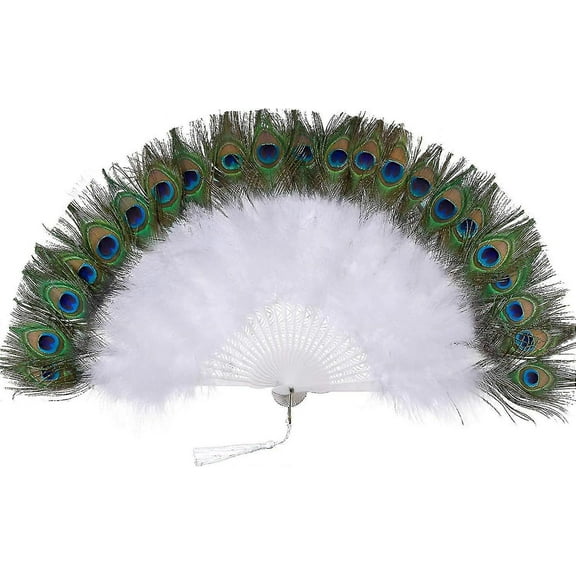 1920s Peacock Feather Fan Women's Hand Fan Folding Fan Feather Fan Feather Flapper Party Accessory Costume Decoration