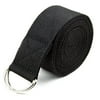 10-foot Extra-Long Cotton Yoga Strap with Metal D-Ring by Crown Sporting Goods (Black)