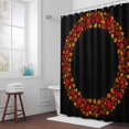 thumbnail image 5 of Red Yellow Flowers Wreath Fabric Shower Curtain Floral Plant Black Washable Shower Curtains for Bathroom, Waterproof Bath Curtain with Hooks Home Decor 72x72in, 5 of 8