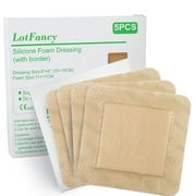 LotFancy Silicone Foam Dressing, 6x 6 in, 5 Count, Wound Dressing with Border, Bed Sores Bandage