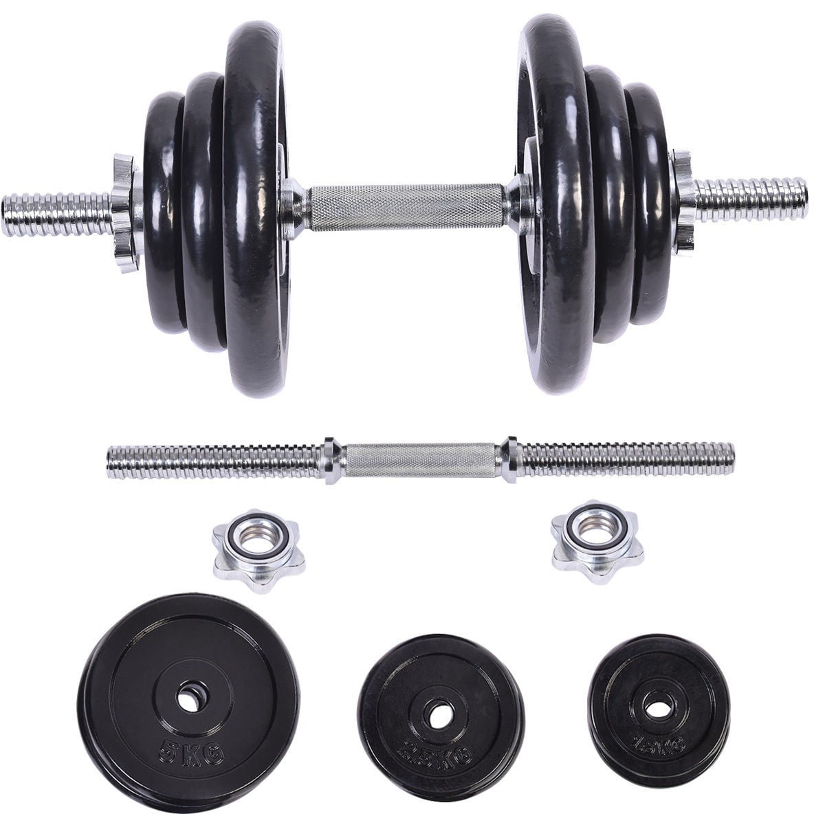 Weight Set 44 LB Dumbbell Adjustable Cap Gym Barbell Plates Body Workout Good 