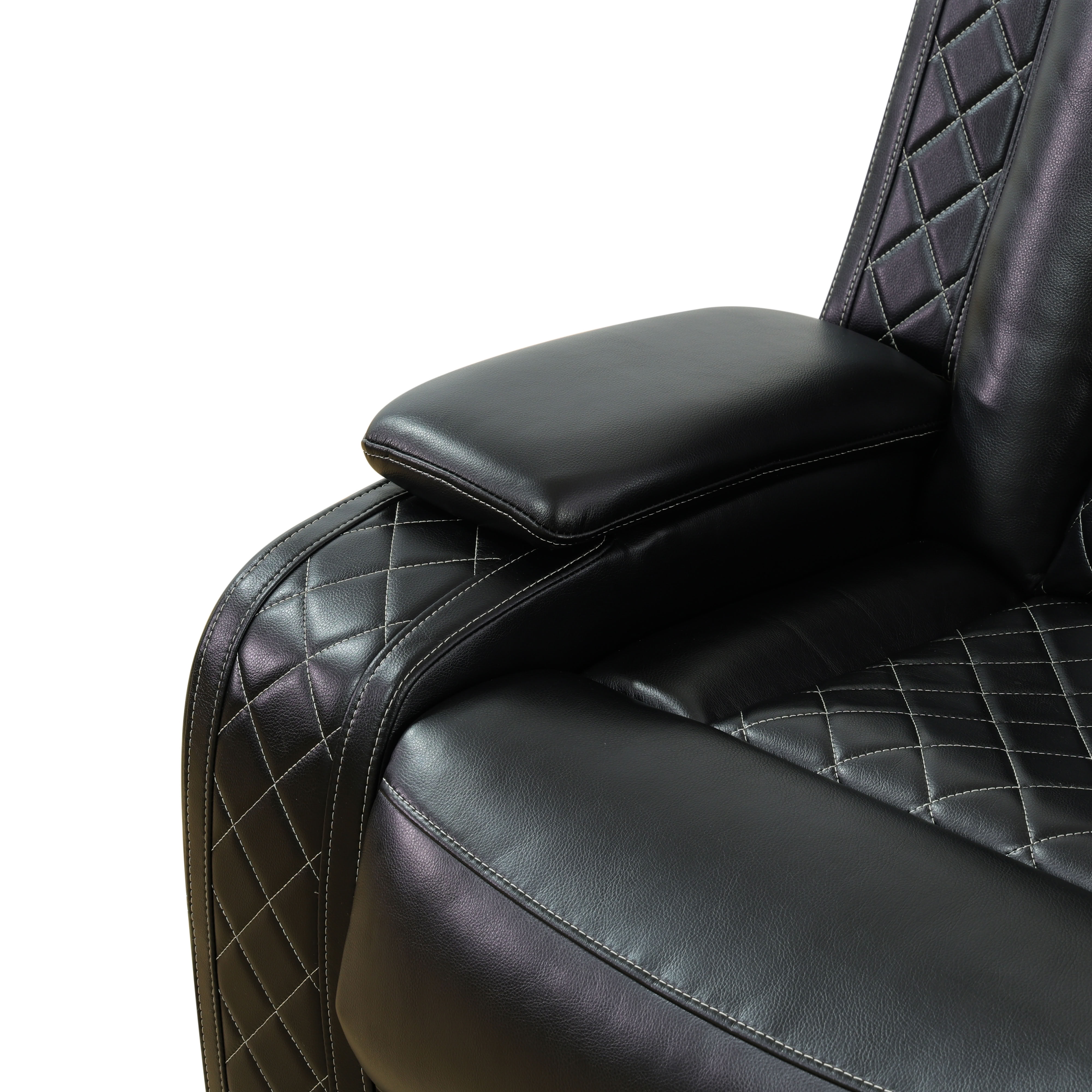 MAYEERTY Intelligent 2-Seater Leather Recliner Loveseat Sofa with Cup Holder & USB Charging for Living Room Home Theater