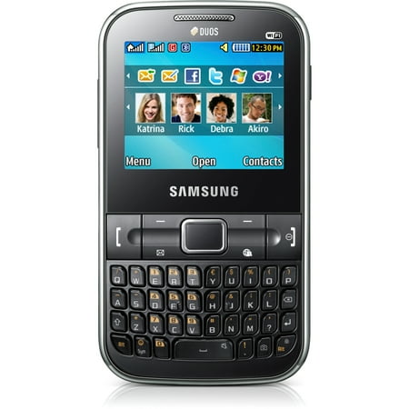Samsung Ch@t GT-C3222 54 MB Feature Phone, 2.2" LCD220 x 176, 2.75G, Black