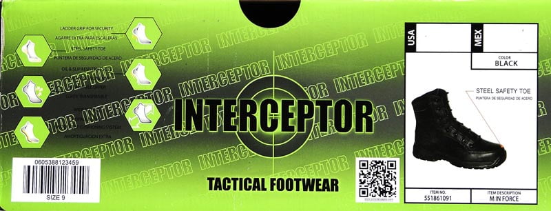Interceptor Men's Force Tactical Steel-Toe Work Boots, Black Leather
