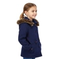 thumbnail image 4 of unik Girl  Premium Fleece Coat with Detachable Fur Lined Hood and Belt, Navy Size 2, 4 of 4