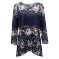 thumbnail image 4 of Fall Clothes For Women 2022 Crewneck Long Sleeve Shirt Floral Print Tunic Top Irregular Hem Full Sleeve Long Shirts fall clothes for women 2022 oversized sweaters cropped sweater, 4 of 6
