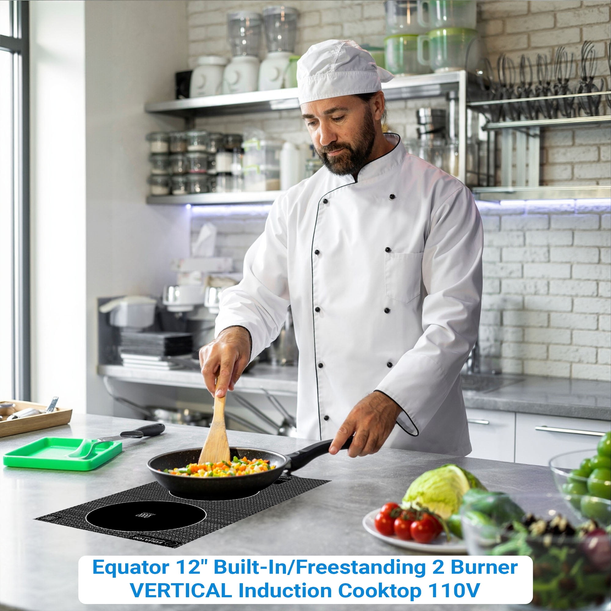 Equator 12-Inch Built-in or Freestanding Vertical 2-Burner Induction Cooktop, 110V