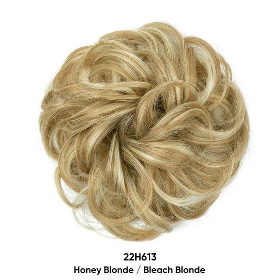 Nvzi-c Messy Bun Hair Piece Wavy Curly for Women Hair Bun Hair Piece with Elastic Band Scrunchies Stretchy Fluffy Chignon Ponytail Hairpieces Updos for Women,Honey Blonde