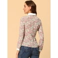 thumbnail image 3 of INSPIRE CHIC Blusa Floral De Manga Larga Vintage Con Cuello En Contraste Para Mujer Beige S, 3 of 5