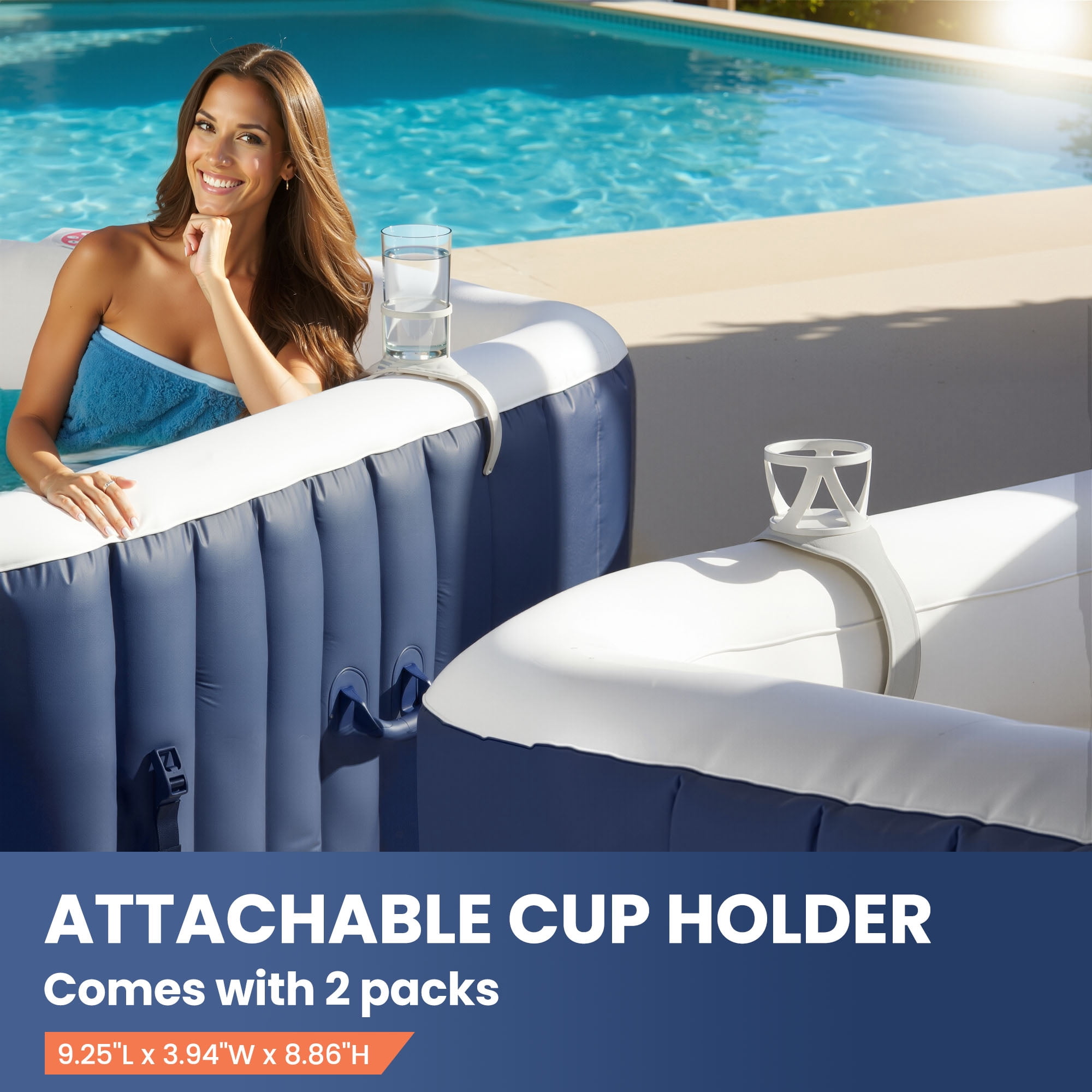 Hot Tub for 4-6 Person, Seizeen Outdoor Patio Large Inflatable Hot Tub Home SPA, with 130pcs Massage Jets, 910L, 4 Filters, 2 Cup Holders, Lockable Cover, Storage Bag, Max 104℉, 73in, Navy