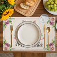 thumbnail image 4 of Easter Placemats Set of 8, Spring Farmhouse Vintage Bunny Flower Leaf Beige Placemats for Dining Table, Place Mats for Kitchen Tabletop, Waterproof Wipeable Dining Table Mats Set, 4 of 9