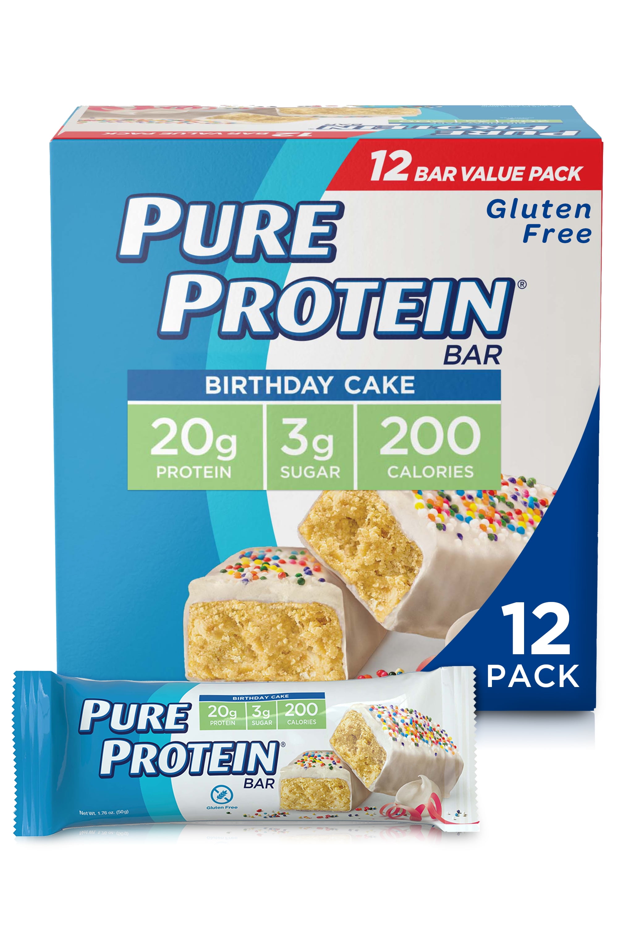 Pure Protein Birthday Cake Protein Bars, 1.76 oz, 12 Count